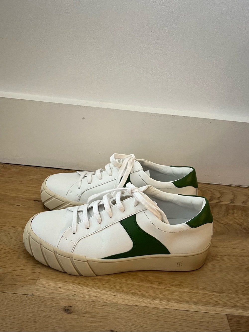 Dear Frances White and Green Vegan Leather Sneakers